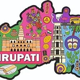 Skywalk India Souvenir Wooden MDF Tirupati Fridge Magnet (Multicolour) PBS-M-601-picture-1