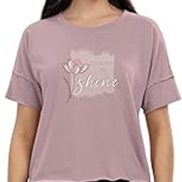 Printed Regular Fit Raw Edge Crew Neck Crop T-Shirt for Women-image-89