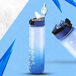 Attro Motivational 1 Liter Quotes & Time Marker Dual Colour Sports Plastic Bottle BPA Free, Leak Proof Sipper Bottle for Gym, Office, Workout-Dark Blue Sky Blue-image-86