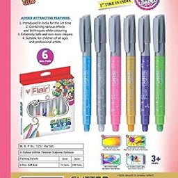 Flair Creative Glitter Twisters Gel Crayons | Non- Toxic & Extremely Safe for Kids | Silky & Ultra-Smooth with Creamy Effect | for Paper, Glass, Wood, Mirror, Canvas | Set of 6 Rich & Vibrant Shades-19