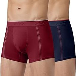 Men's Crux 100% Super Combed Cotton Regular Fit Solid Antibacterial Trunks with No Marks Waistband (Pack of 2)-36