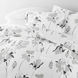 Linen Market Premium Down Alternative Magnolia Grey Patterned Comforter Set Full/Queen Light Gray-0