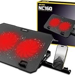 Ant Esports NC160 Laptop Cooling Pad, Laptop Cooler with Mobile Holder 2 * 1 125mm Quite Fans at 1000 RPM Fan Speed Controller 5 Height Adjustable Angle 2USB Ports Compatible for Laptop up to 15.6”-image-87