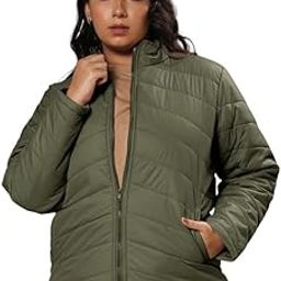 Plus Women's Quilted Puffer Jacket With Zip Closure |Casual Wear | Mock Neck | Long Sleeve | Zipper Closure | Jacket Crafted With Comfort Fit For Everyday Wear-image-37