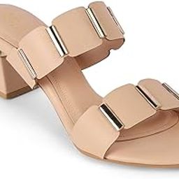 VALER Women's Block Heels Pumps Leather - Round Toe Ladies Footwear Soft Comfortable Sandals-0
