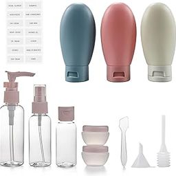 HUAOAO 13 Pcs Travel Bottles for Toiletries, Refillable Travel Bottles Squeezable Travel Size Containers with Clear Storage Bag and Laber, Empty Travel Bottles Set for Cosmetic Shampoo (Deep)-11