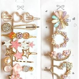 ANNACREATIONS Korean Style Pearl Metal Hair clips, Rhinestones Plastic Pearl Barrettes Flower Lock Pin Hair Accessories for Women's & Girls (Multicolour) (Pack of 12 Pcs)-6