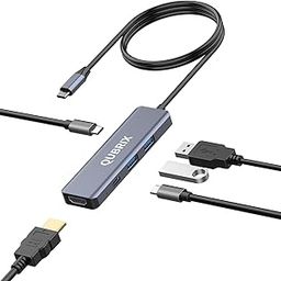 USB C 5 in 1 HUB,10Gbps USB-C/A 3.2 Ports, 4K HDMI 30Hz,100W PD Fast Charging,Compatible for MacBook Pro/Air, Dell XPS, iPad Pro Aluminum Splitter,Surface Pro,Thunderbolt Laptops-image-92