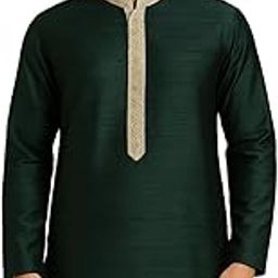Pulse Weaves Men's Unstitched Ethnic Kurta Fabric, Poly Raw Silk with Santun Silk, 3 Meters, Bottle Green, Upto 5XL-picture-14