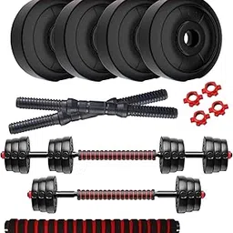 Amazon Brand - Symactive PVC 4 Kg 3-in-1 Convertible Dumbbells Fitness Kit for Full Body Workout (1 Kg x 4 PVC Weight, 14'' Dumbbell Rods Pair & Nuts, 1 Cushioned Connector Rod)-picture-36