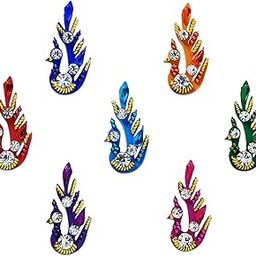 Comet Busters Peacock Multicolor Handcrafted Bridal Bindis For Women (BIN010)(15mm)-image-18