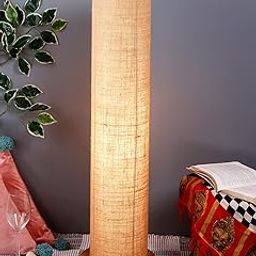 AMDHOME Beige Jute Round Shade Floor lamp with Wood Base .(Beige,Jute)-19
