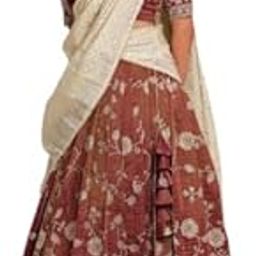Women's Printed Lehenga Choli Set with Net Dupatta Traditional Foil Printed Lehenga with Back Tie Blous Ethnic Festive for Girls & Women-4