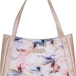 Stylish Abstract Print Shoulder Handbag for Women – Elegant Multi-Color Tote with Dual Handle.-2