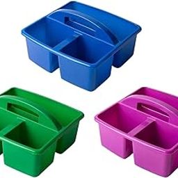 3Pieces Desktop Compartment Caddy Holder Stackable Case Blue Green Violet-image-18