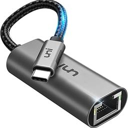 uni USB-C to Ethernet Adapter, USB Thunderbolt 3/Type-C to RJ45 Gigabit Ethernet LAN Network Adapter Cable Compatible MacBook Pro 2018/2017, iPad Pro/MacBook Air 2018, Surface Book 2 & More - Gray-picture-2