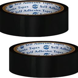 VCR Black Color Tape - 50 Meters in Length - 24mm / 1" Width - 02 Rolls Per Pack - BOPP Self Adhesive Tape for Arts and Craft use, Box Packing, Office and Home use-27