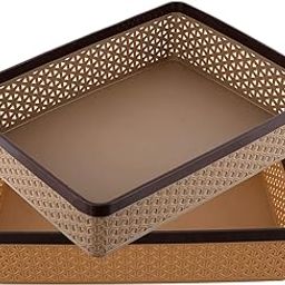 Amazon Brand - Solimo A4 Solitaire Storage Tray/Basket, Set of 2, Multicolor-27