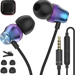 Wired Earbuds with Mic for Laptop PC Chromebook Noise Cancelling Ear Buds with 3.5mm Plug in Audio Jack Corded Headphone for Samsung A25 A15 A32 A52 A03s PS4 Surface Fire Nintendo Switch, Blue-21