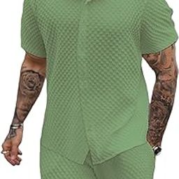 Men's 2 Piece Outfit Casual Short Sleeve Button Down Shirt Beach Summer Loose Pant Sets-image-53