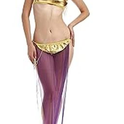 SSoShHub Princess Cosplay Lingerie for Women Anime Sexy Halloween Costume Role Playing Maid Outfit Arabian Slave Leia Sissy Dress 3 Piece Set-image-47
