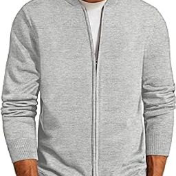 Mens Casual Full-Zip Cardigan Sweater Stand Collar Long Sleeve Baseball Jacket-image-12