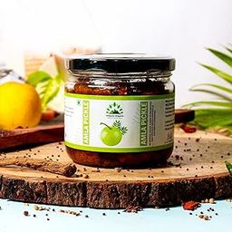 Hillpure Organic Grown by mother nature Amla Pickle,Amla Achar Handcrafted Original Recipe&Traditional Taste,From Uttarakhand Handpicked Amla|No Preservatives/Colors|- 300 Gm Glass Jar-image-96