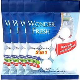 Wonder Fresh Naphthalene Balls | Phenyl Goli | Mothballs for Home & Commercial Use | Naphthalene Balls for Wardrobe, Bathroom, Bookselves, Drawers, Wash Basin - 100g (Pack of 4) White-picture-27