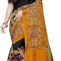 Women's Cotton Silk with Kutchi Embroidered Work Saree with Blouse-picture-40