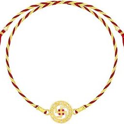 925 Silver Golden Svastik Rakhi|Raksha Bandhan Rakhi for Brother | Gift for Men & Boys| With Certificate of Authenticity and 925 Stamp-25