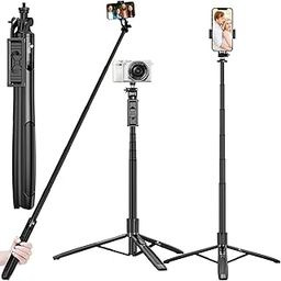 Kratos K11 Long Selfie Stick Tripod Stand Aluminum 60 inch, Multifunctional Bluetooth Tripod for Mobile Phone for Vlogging, Live Stream, Selfies, 1/4" Screw for Action Camera Ring Light, Gopro-image-11