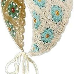 Crochet Hair Bandana Handmade Hair Tie Cute Hair Accessories for Girls Women style B|Clothing, Shoes & Accessories | Womens Accessories | Hair Accessories|1 Floral Hair Scarf-48