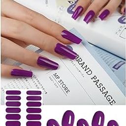 Hidak 16 Tips Semi Cured Gel Nail Wraps - Solid Polish Stickers Full Kit for Women Girls (10 Jelly Peach)-image-60