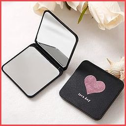 Foldable Makeup Mirror Glass Pocket Mirror for Women Men Firls Vanity Mirror Portable, Compact Size Mirror for Handbag, Purse Black (Square, Framed, Tabletop mount)-27