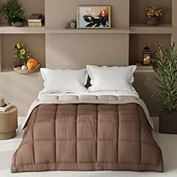 KOPA Ultra Soft Microfiber Reversible Comforter for All Weather -1pc Double (Feather lite) | Reversible Lightweight | Comforter/AC Blanket/Quilt/Duvet for All Weather Reversible-Choco/Peach-picture-29