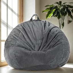Bean Bag Chairs Cover (No Filler),Bean Bag Cover,Bean Bag for Kids,Adults,Teens-[Small 32 * 28 in] inches Gray Bean Bags…-image-25
