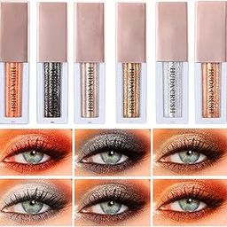 HUDACRUSH Metallic Liquid Glitter Eye Shadow for Women - Highly Pigmented eye glitter Eyeshadow with Smooth Glide Formula, Includes 6 Vibrant Shades for Girls-38