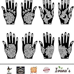 Ivana's Heena Stencils Mehandi Sticker for Hand | Body | Fingure | Face for Women, Girls and Kids, Pack of 2 Pcs, NIV-329-53