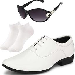 Prefered Looks l Men White Lace Formal Shoes with White Socks & Women Gaga Black-image-95