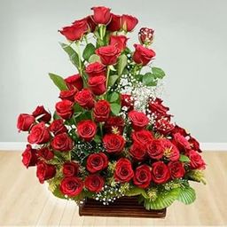 IFG's Beautiful Basket Arrangement of Red Roses, 50 pcs Fresh Flowers - Same Day Delivery-image-47