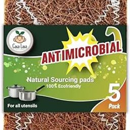 Coco Loco Coconut Scrub Pad | Natural Coir Stitched Scrubber for Kitchen, Utensils, Dishes | Eco-Friendly Coir Bath & Body Scrub pad | Pack of 5-image-91