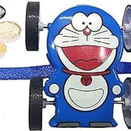 Doremon Nobita Cartoon Car Toy Rakhi for Brother Boy with Personal Message & Tikka Roli Chandan Chawal Mishri Pack for Bhai Bhaiya-image-53