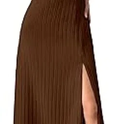 shasmi Women's & Girl's Tie Front Split Thigh Milkmaid Maxi Dress – Square Neck Puff Sleeve A-Line Long Dress, Elegant Casual & Parties Wear for Ledies (Dress 245)-picture-21
