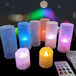 Rechargeable Tea Light Candles with Remtoe Control & Timer, 6pcs Votive Flameless Flickering Tealight Fake Candle for Wedding Party Home Christmas Decoration Seasonal & Festival Celebration (Colorful)-47