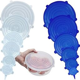 Silicone Stretch Lids 【12 Pack】 - Reusable Miracle Stretchy Eco Covers for Bowls, Cups, Cans & Tins - Round Shaped, White & Blue, 6 Sizes, 6+6-picture-16