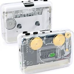 Walkman Auto Reverse ＆Clear Stereo Cassette Player,Built-in Cool Copper Wheel Movement＆Earphone,Cassette Tape to MP3 Converter with Tape Converter Software,Powered by USB Power Cord or AA Battery-2
