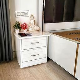 Modern White Bedside Table | 2 Drawer Nightstand | Modern End Table | Bedroom Storage Side Table | Small Space Furniture | Living Room Accent Table-13