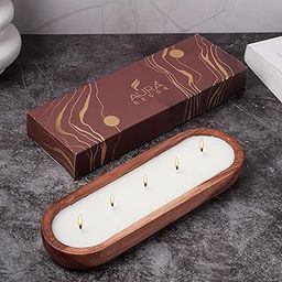 AuraDecor Wooden Urli Candle with Luxury Aroma of Oudh & Vanilla for Aromatherapy, HomeDecor & Gifting, Soy Wax (Wooden Urli Candle, Medium)-image-7