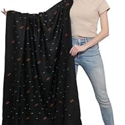 Handloom Women's Wool Shawl | Elegance Unfolds in Every Delicate, Flowing Thread (Black)-picture-4