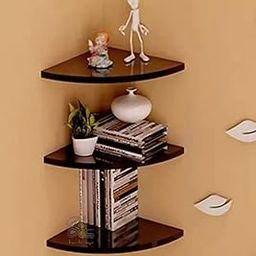 DDS Dream Decor Shoppee Wooden Corner Floating Shelves, 3 Tiers Small Beautiful Wall Mounted Corner Shelves Engineered Wood Board Display Decoration Storage Shelf for Living Room Bedroom-image-16